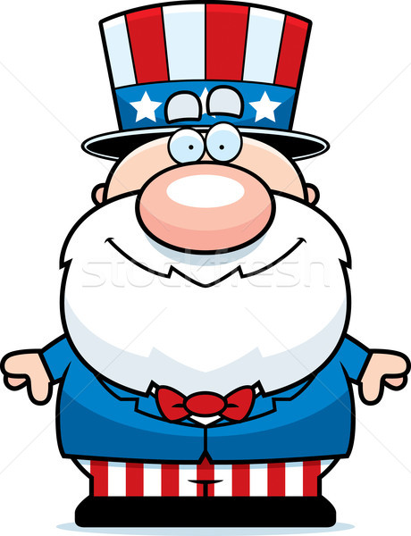Cartoon patriot illustratie vaderlandslievend man glimlachend Stockfoto © cthoman