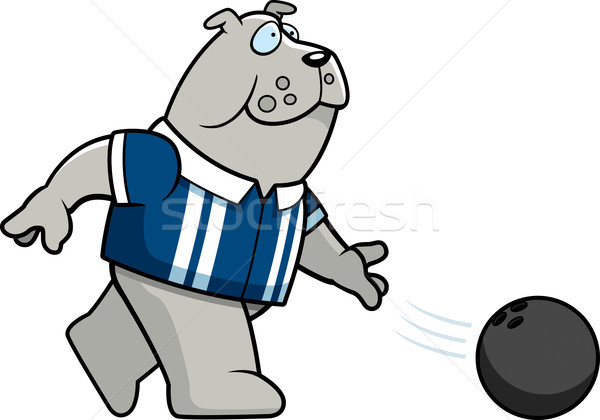 Cartoon bulldog bowling illustration boule de bowling heureux [[stock_photo]] © cthoman