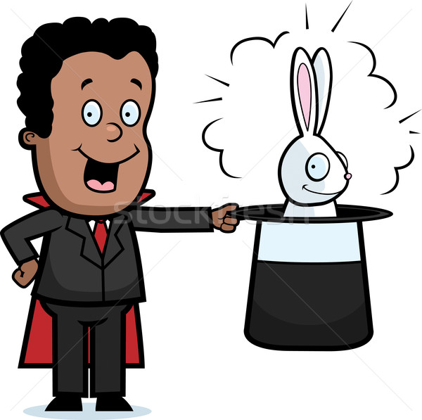 Kid Zauberer glücklich Karikatur Kaninchen hat Stock foto © cthoman