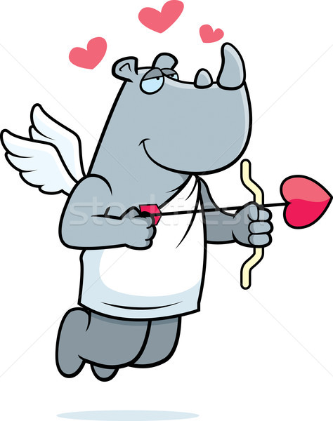 Rhino heureux cartoon arc flèche coeur [[stock_photo]] © cthoman