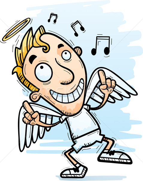 Desenho animado anjo dança ilustração música menino Foto stock © cthoman
