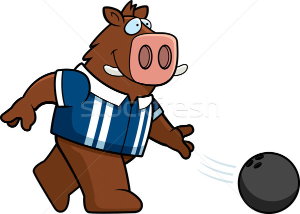 Cartoon Boar Bowling Stock photo © cthoman