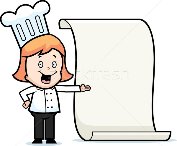 Kind chef menu gelukkig cartoon papier Stockfoto © cthoman