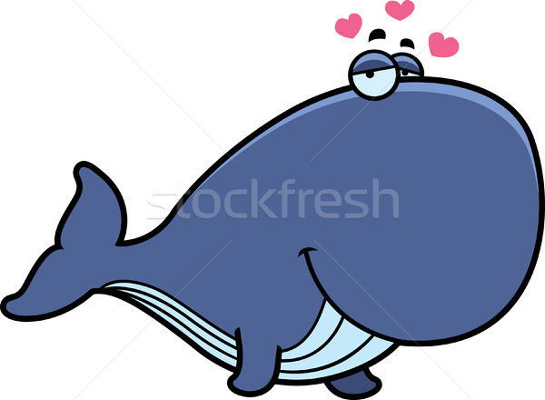Foto stock: Desenho · animado · baleia · amor · ilustração · feliz