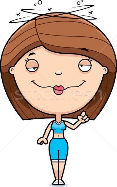 Pijany cartoon kobieta fitness ilustracja patrząc kobieta Zdjęcia stock © cthoman