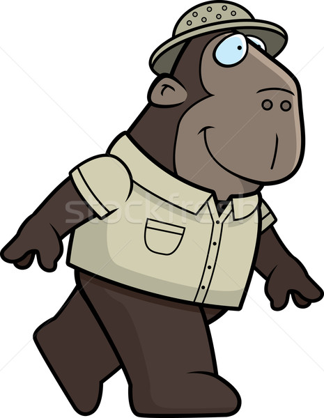 Mono explorador feliz Cartoon caminando sonriendo Foto stock © cthoman