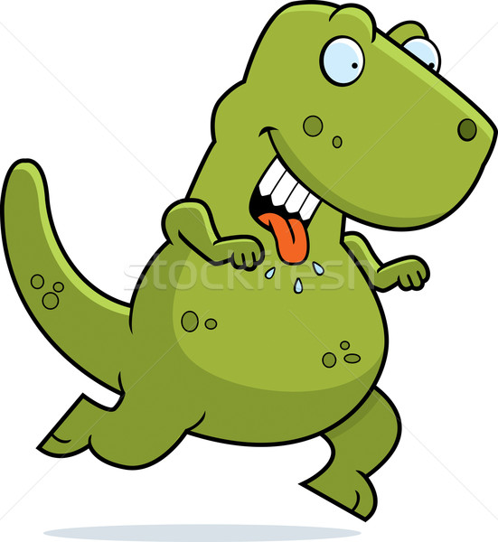 Photo stock: Dinosaures · courir · heureux · cartoon · souriant