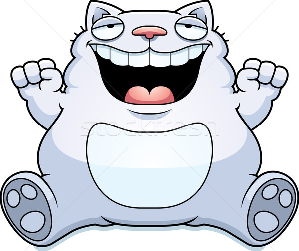 Cartoon Fat Cat Sitting Stock photo © cthoman