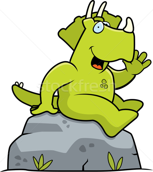 динозавр сидят счастливым Cartoon улыбаясь Сток-фото © cthoman