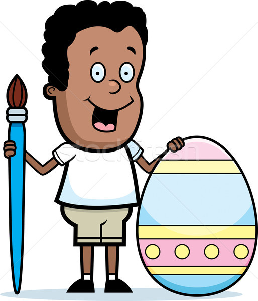 Cartoon Boy Painting Easter Egg Stock photo © cthoman
