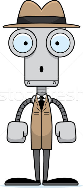 Karikatür şaşırmış dedektif robot bakıyor Stok fotoğraf © cthoman