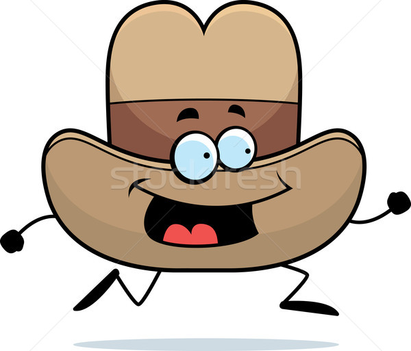 Chapeau de cowboy courir heureux cartoon souriant Photo stock © cthoman
