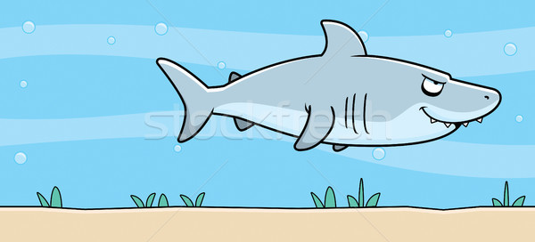 Karikatur Hai Unterwasser Schwimmen Meer Zähne Stock foto © cthoman