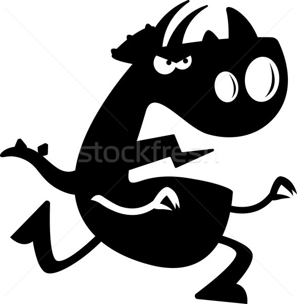 Cartoon Triceratops Silhouette Charging Stock photo © cthoman