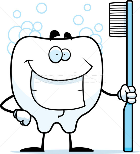 Curăţa dinte desen animat periuţă de dinţi sănătate alb Imagine de stoc © cthoman