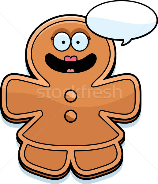 Talking Cartoon Gingerbread Woman Stock photo © cthoman