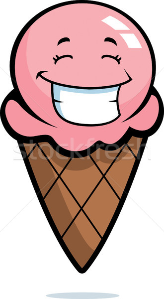 Casquinha de sorvete sorridente desenho animado feliz gelo sobremesa Foto stock © cthoman