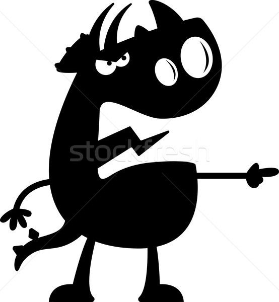 Cartoon Triceratops Silhouette Angry Stock photo © cthoman