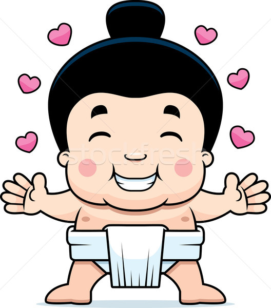 Cartoon Sumo Boy Hug Stock photo © cthoman