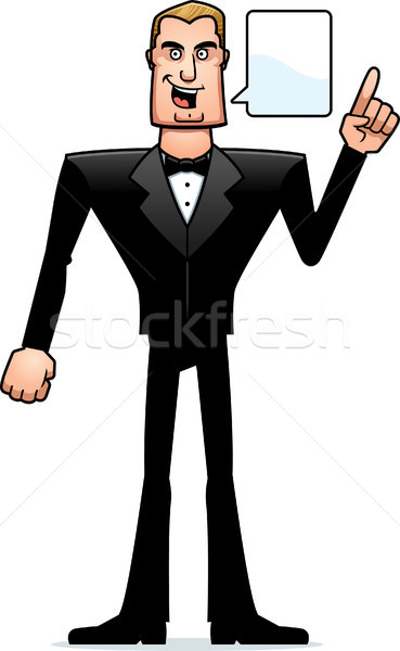 Cartoon Spy in Tuxedo Talking Stock photo © cthoman