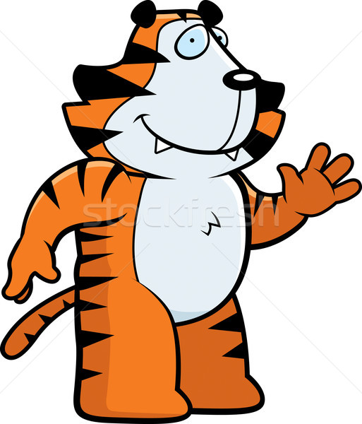 Stock fotó: Tigris · integet · boldog · rajz · mosolyog · állat