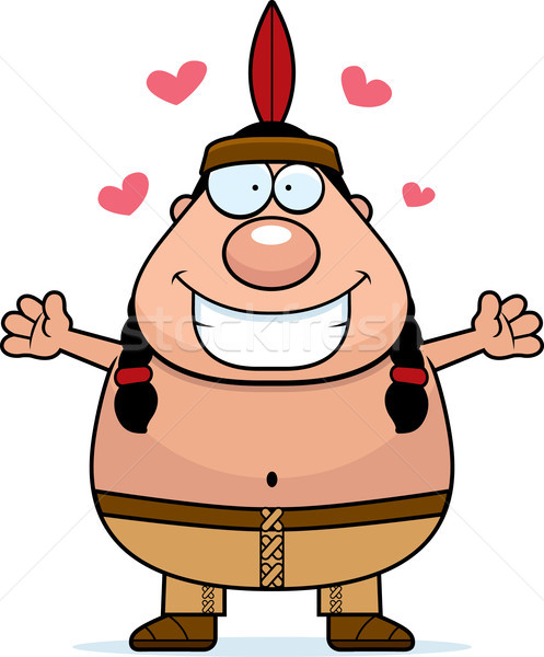 Nativ american îmbrăţişa fericit desen animat gata Imagine de stoc © cthoman