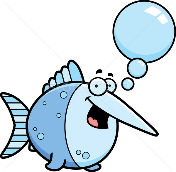 Falante desenho animado espadarte ilustração azul animal Foto stock © cthoman