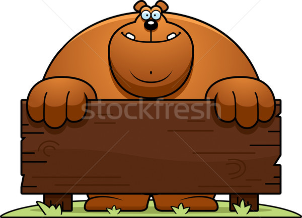 [[stock_photo]]: Cartoon · ours · bois · signe · illustration