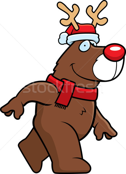 Stockfoto: Cartoon · christmas · rendier · illustratie · hoed · sjaal