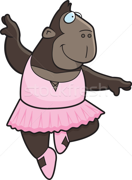 Emberszabású majom ballerina boldog rajz mosolyog Stock fotó © cthoman