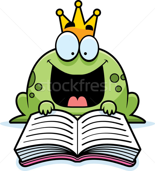 Karikatur Frosch Prinz Lesung Illustration Buch Stock foto © cthoman