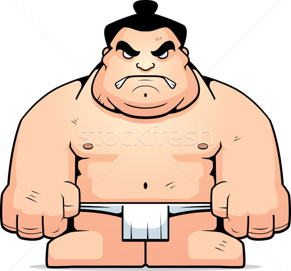 Grande sumo wrestler cartoon arrabbiato uomo Foto d'archivio © cthoman