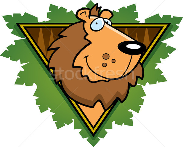 Leu safari icoană fericit desen animat frunze Imagine de stoc © cthoman