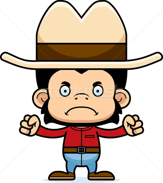 Cartoon Angry Cowboy Chimpanzee Stock photo © cthoman
