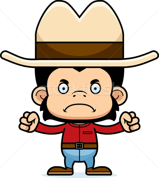 Cartoon Angry Cowboy Chimpanzee Stock photo © cthoman