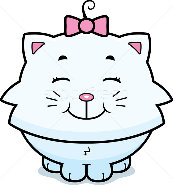 猫 笑みを浮かべて 幸せ 漫画 少女 立って ストックフォト © cthoman