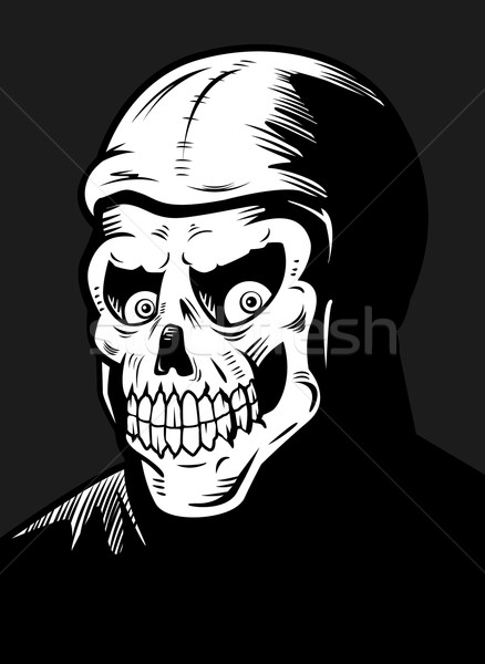 Szkielet potwora czarno białe ilustracja zło horror Zdjęcia stock © cthoman