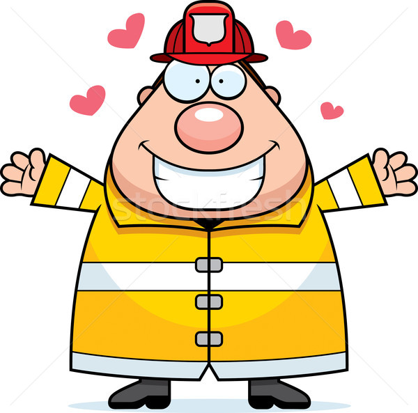 Cartoon Fireman Hug Stock photo © cthoman
