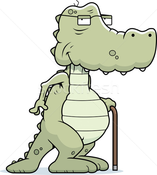 Stockfoto: Oude · alligator · cartoon · riet · ouderen · permanente