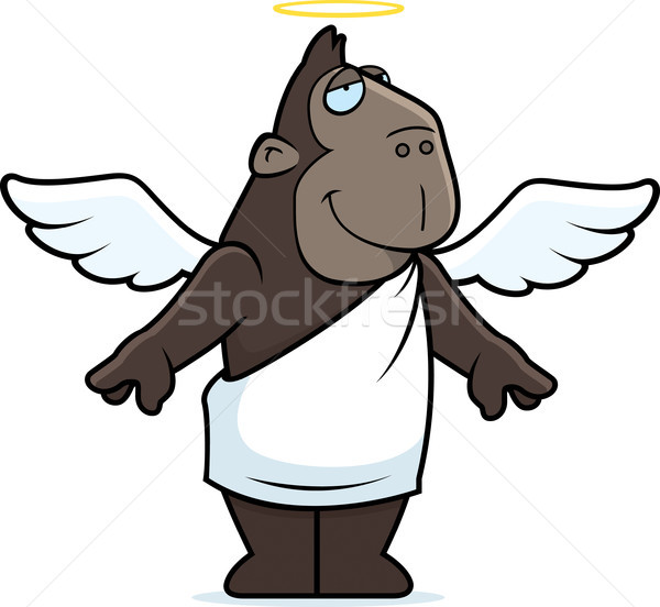 Angyal emberszabású majom boldog rajz angyalszárnyak halo Stock fotó © cthoman
