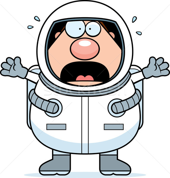 Desen animat astronaut panica speriat om spaţiu Imagine de stoc © cthoman