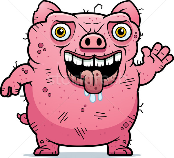 Lelijk varken cartoon illustratie dier Stockfoto © cthoman