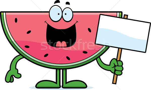 Karikatur Wassermelone Zeichen Illustration halten Essen Stock foto © cthoman