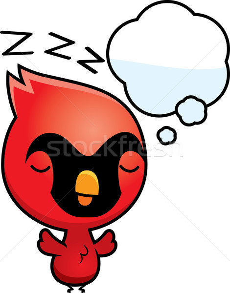 Cartoon Baby Cardinal Dreaming Stock photo © cthoman