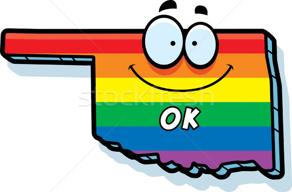 Foto stock: Desenho · animado · Oklahoma · casamento · gay · ilustração · sorridente · arco-íris