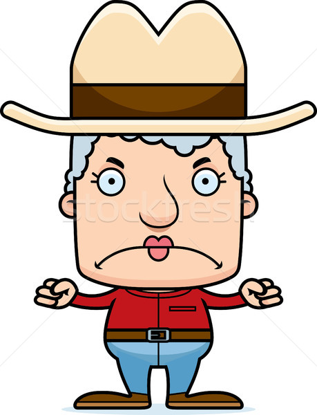 Stockfoto: Cartoon · boos · cowboy · vrouw · naar