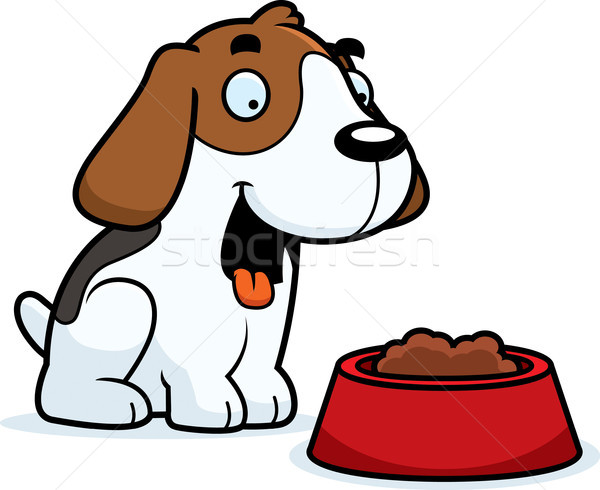 Cartoon Beagle alimentaire illustration bol souriant Photo stock © cthoman