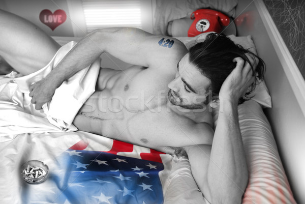 Cool dude in bed Stock photo © curaphotography