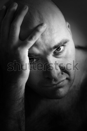 Arc férfi képzőművészet közelkép feketefehér portré Stock fotó © curaphotography