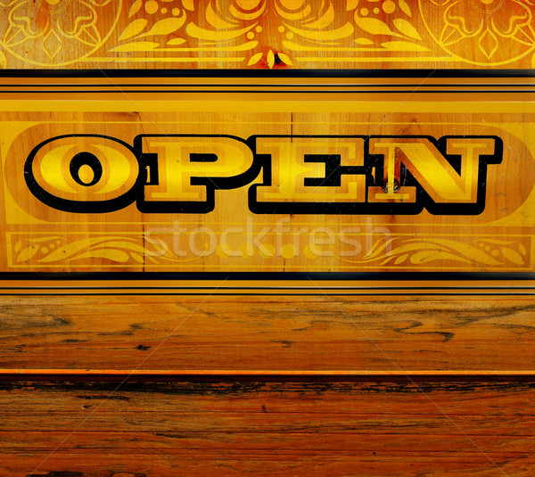 Deschide afaceri antic semna cuvant gravate Imagine de stoc © curaphotography